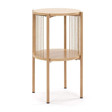 Design Square Connell Modern Round Wooden End Lamp Side Table - Black