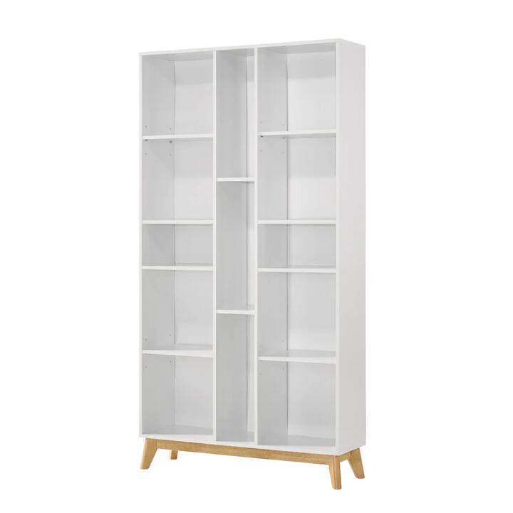 Design Square Lori 5-Tier Tall Open Multi Shelves Bookcase Display Cabinet White/Oak