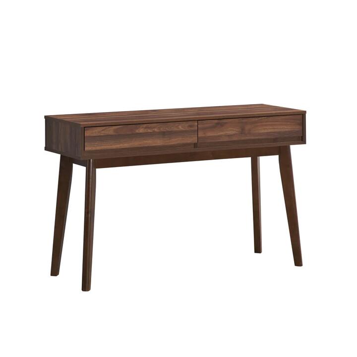 Design Square Audrey Wooden Hallway Console Hall Table W/ 2-Drawers Walnut
