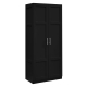 Design Square Caddo 2-Doors Tall Broom Cupboard 5-Tier Storage Cabinet Black
