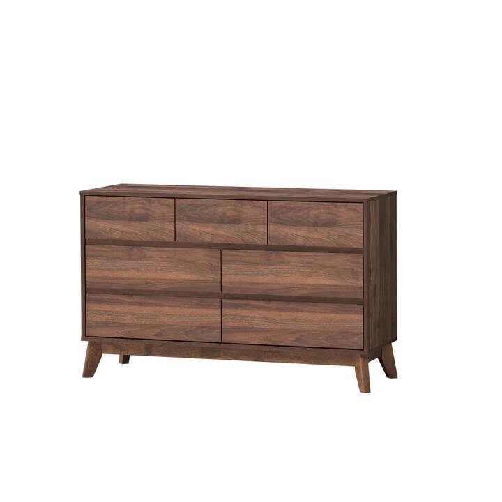 Design Square Audrey Wooden Chest Of 7-Drawers Dresser Storage Cabinet Walnut