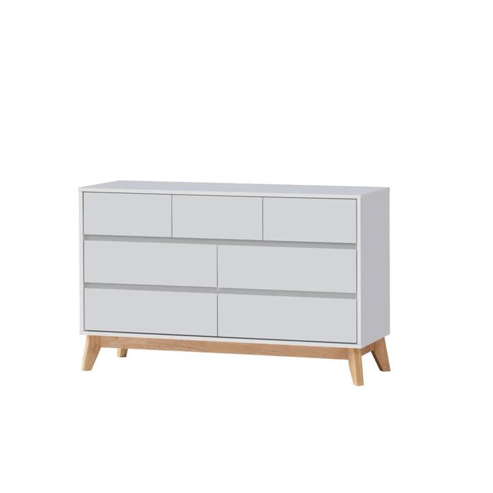 Design Square Audrey Wooden Chest Of 7-Drawers Dresser Storage Cabinet White/Oak
