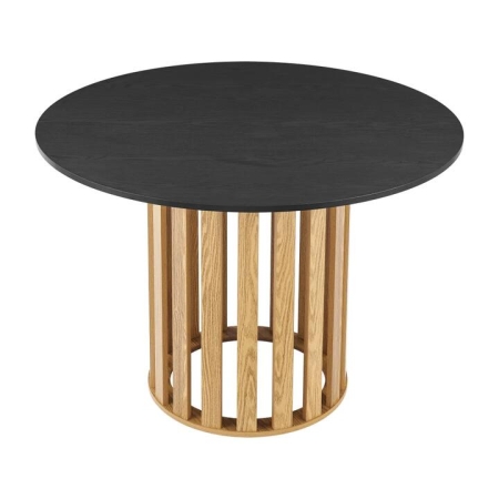 Design Square Ximena Round Wooden Kitchen Dining Table 110cm Oak/Black