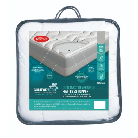 Tontine Reversible Coolmax Quilted Polyester Mattress Topper-King