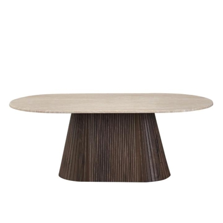 Raimon Furniture Louie Artificial Marble Wooden Laminated Coffee Tea Table Travertine