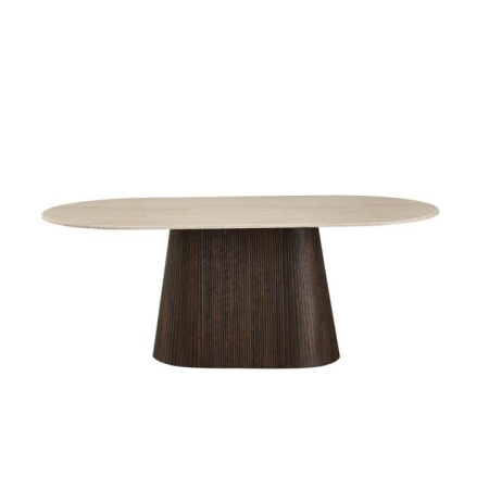 Raimon Furniture Louie Artificial Marble Wooden Laminated Kitchen Dining Table 200cm Travertine