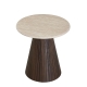 Raimon Furniture Louie Artificial Marble Wooden Laminated Round End Lamp Side Table Travertine