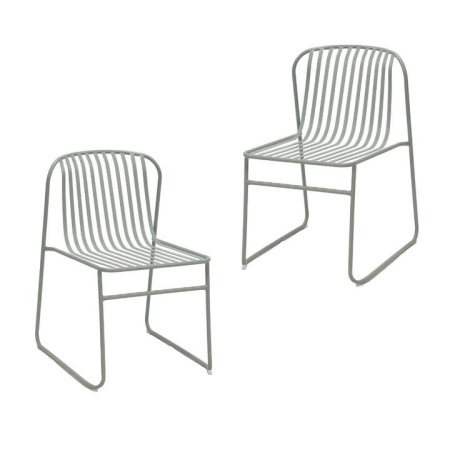 Raimon Furniture Set Of 2 Renzo Antirust Treatment Metal Outdoor Dining Side Chair Thyme Green