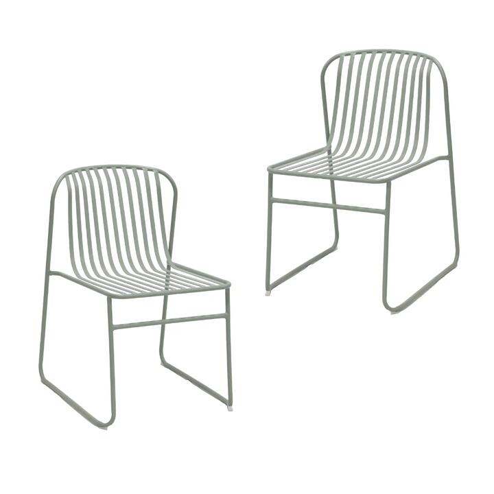 Raimon Furniture Set Of 2 Renzo Antirust Treatment Metal Outdoor Dining Side Chair Thyme Green