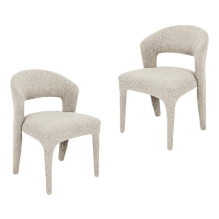 Raimon Furniture Set Of 2 Silas All-Cover Mohair Fabric Kitchen Dining Chair Wheat
