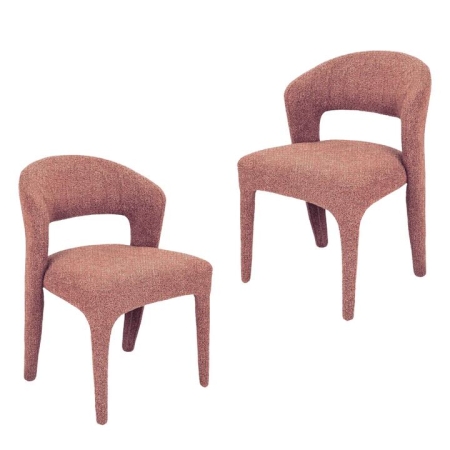 Raimon Furniture Set Of 2 Silas All-Cover Mohair Fabric Kitchen Dining Chair Sunset