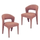 Raimon Furniture Set Of 2 Silas All-Cover Mohair Fabric Kitchen Dining Chair Sunset