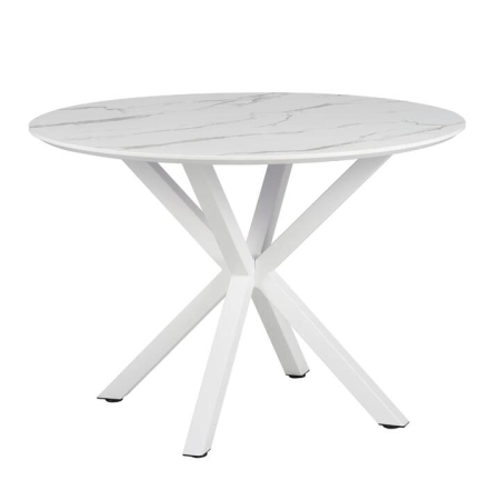 Raimon Furniture Nevya Wooden Laminated Round Kitchen Dining Table Marble Effect 110cm White Marble