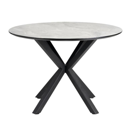 Raimon Furniture Nevya Wooden Laminated Round Kitchen Dining Table Marble Effect 110cm Grey Cloud
