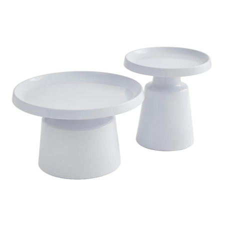 Raimon Furniture Jiles 2Pcs Round Nesting Metal Coffee Tea Table Set White