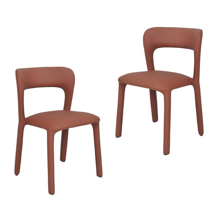 Raimon Furniture Set Of 2 Arnie Eco Leather Kitchen Dining Side Chair Tan