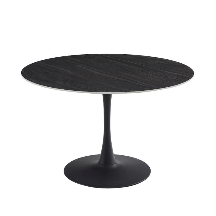 Raimon Furniture Mignon Modern Round Look Ceramic Kitchen Dining Table 120cm Black Sand