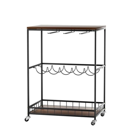 Levede Wooden Bar Cart Drinks Trolley 3 Tire