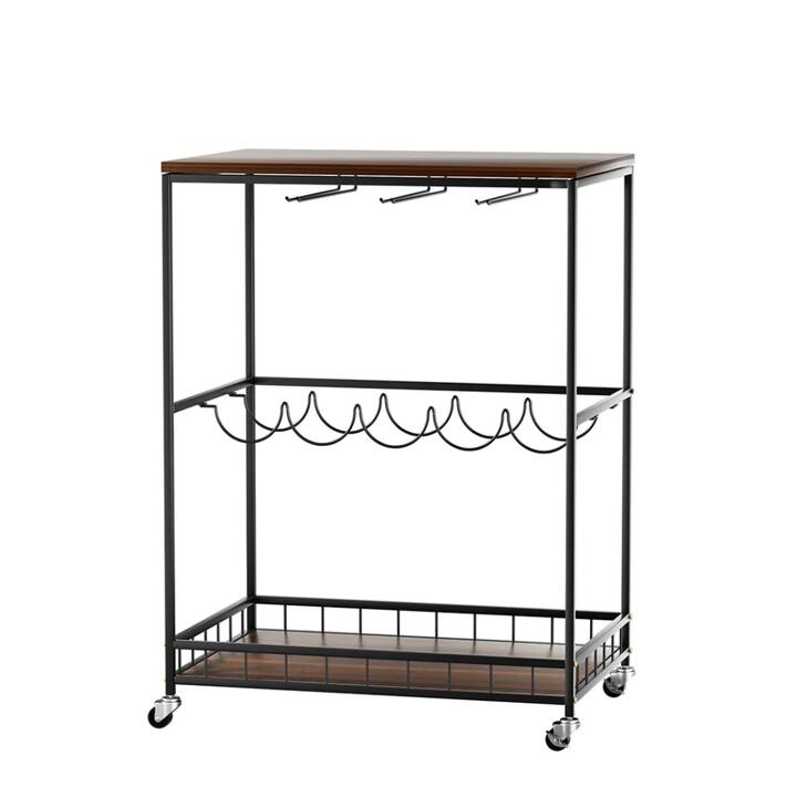 Levede Wooden Bar Cart Drinks Trolley 3 Tire