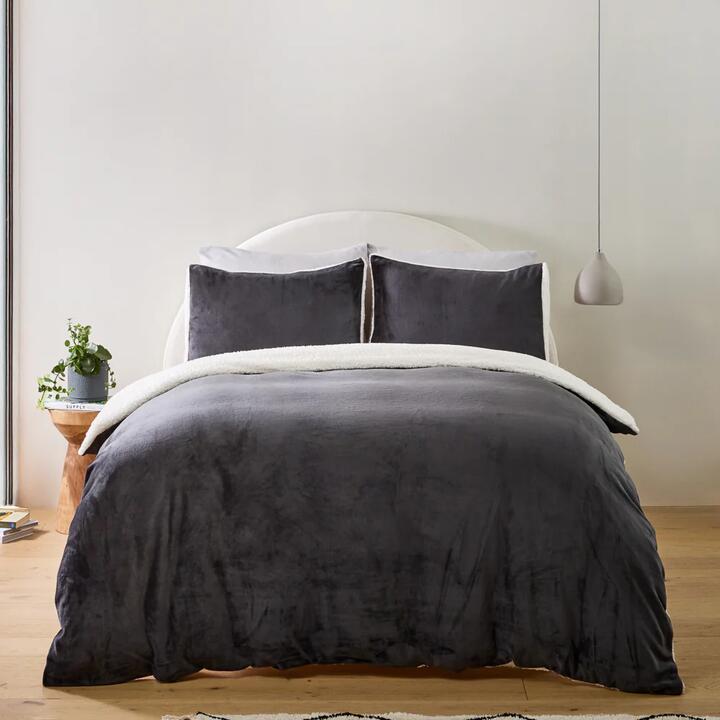 MyHouse Cosy Cuddle Quilt Cover Set Charcoal-Double