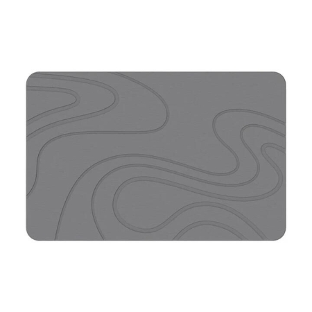 New Oriental Hard Diatomite Bath Mat (Flow) 60x39CM Quick Absorption Anti-Bacterial - Dark Grey