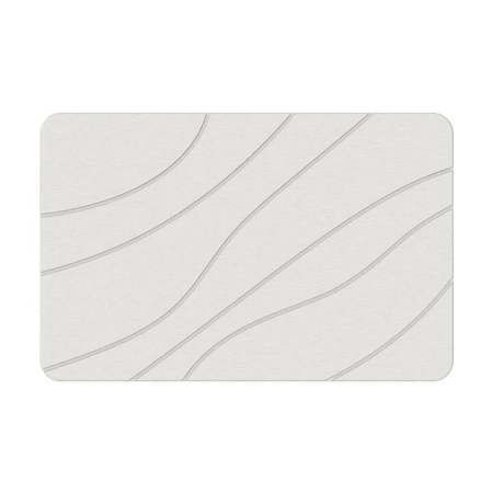 New Oriental Hard Diatomite Bath Mat (Lines) 60x39CM Quick Absorption Anti-Bacterial - Off White