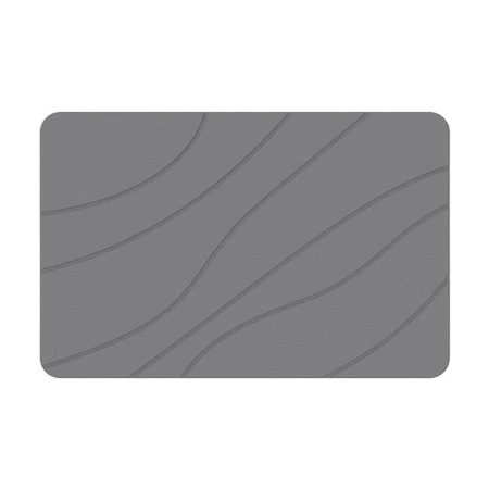 New Oriental Hard Diatomite Bath Mat (Lines) 60x39CM Quick Absorption Anti-Bacterial - Dark Grey