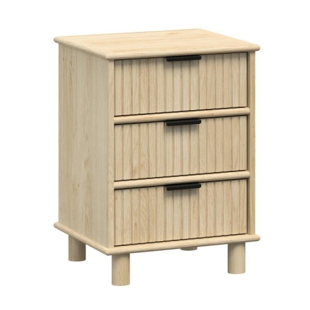 Randy Swedish Wooden 3-Drawer Bedside Side End Lamp Table Oak