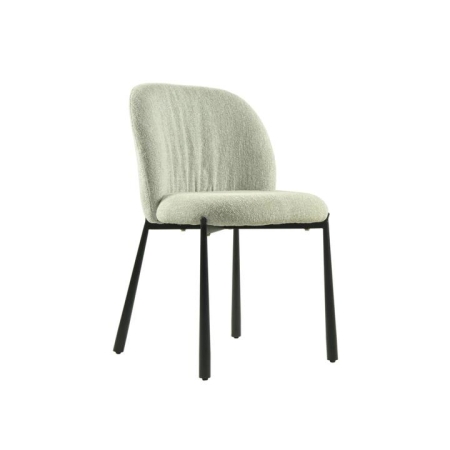 Raimon Furniture Set Of 2 Elvio Boucle Fabric Kitchen Dining Side Chair Black Powder Coated Legs Oyster