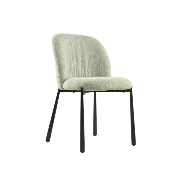 Raimon Furniture Set Of 2 Elvio Boucle Fabric Kitchen Dining Side Chair Black Powder Coated Legs Oyster