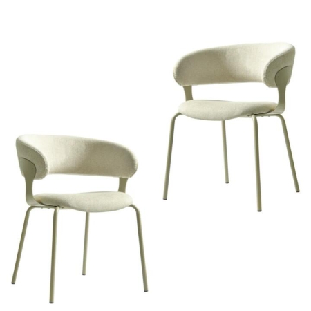 Raimon Furniture Set Of 2 Korey Chenille Fabric Kitchen Dining Chair Black Powder Coated Legs Latte