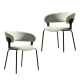Raimon Furniture Set Of 2 Korey Chenille Fabric Kitchen Dining Chair Black Powder Coated Legs Silver Grey