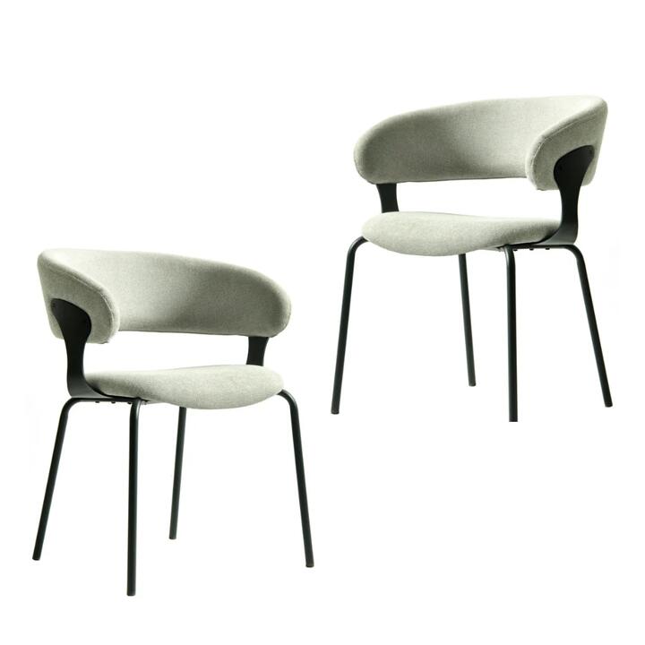 Raimon Furniture Set Of 2 Korey Chenille Fabric Kitchen Dining Chair Black Powder Coated Legs Silver Grey