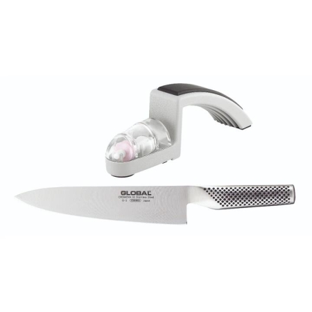 Global Classic 20cm Cooks Knife & Minosharp Set