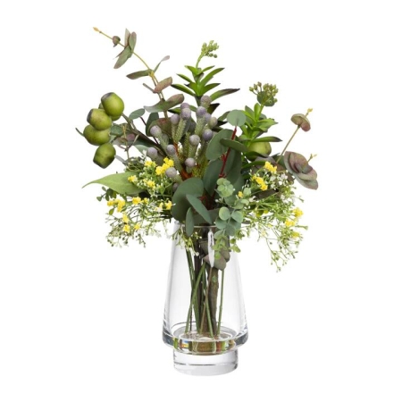 Glamorous Fusion 45cm Gumnut Native Artificial Plant Arrangement Decorative In Glass - Multi Color