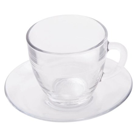 Duralex Gigogne Set of 6 Clear Cup & Saucer 220ml