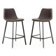Raimon Furniture Set of 2 Gordon Faux Leather Bar Stool 66cm - Black Metal Legs - Antique Grey