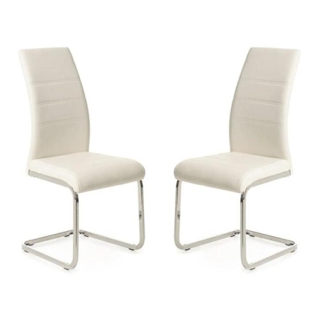 Raimon Furniture Set of 2 Giara Faux Leather Dining Chair Chrome Legs - White