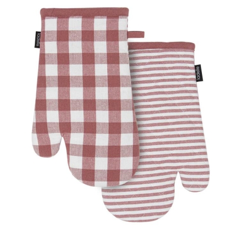 Ladelle Eco Gingham Set of 2 Oven Mitts Blush