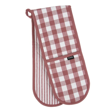 Ladelle Eco Gingham Double Oven Mitt Blush