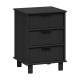 Randy 3-Drawer Bedside End Lamp Side Table Woodgrain Black