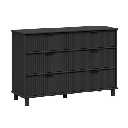 Randy Chest Of 6-Drawer Dresser Storage Cabinet Woodgrain Black
