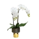Glamorous Fusion Orchid 60cm Artificial Plant Flower Arrangement Decorative In Black/Gold Pedestal Bowl