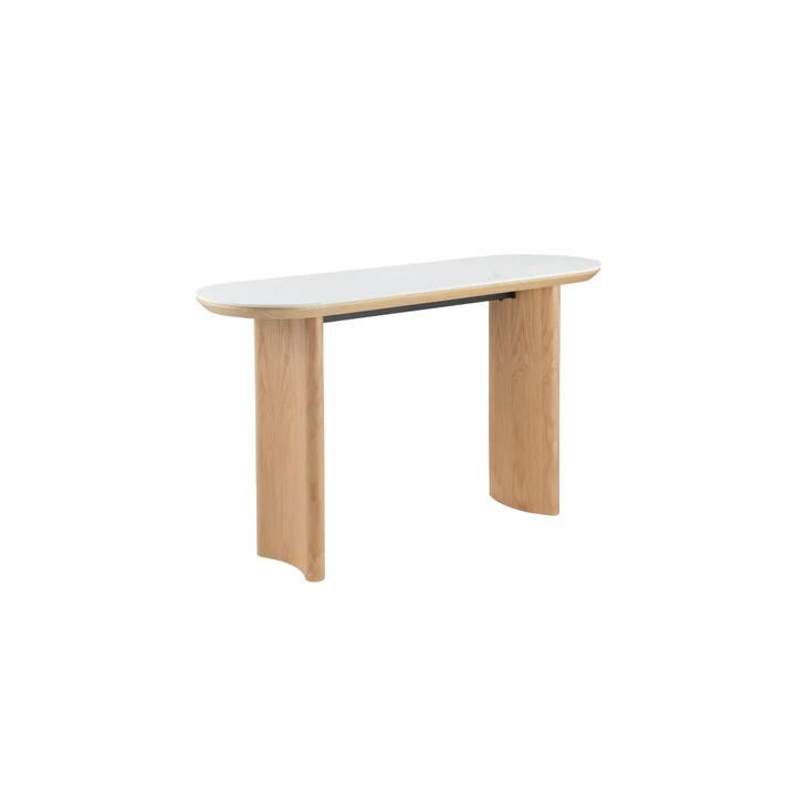 Raimon Furniture Bronya Rectangular Matte Ceramic Top Hallway Console Table Natural/White