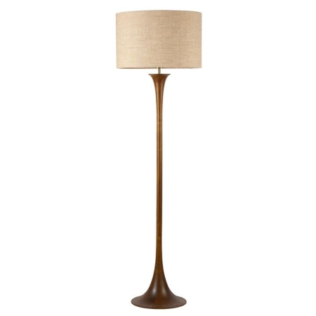 Jones Fabric Shade Classic Wood Grain Finish Standing Floor Light Lamp Walnut