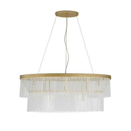 Pamela 5-Light Luxury Frosted Glass Hanging Chandelier Large Gold