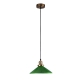 Famelis Vintage Mid Century Glass Hanging Pendant Light Lamp Green/Brass