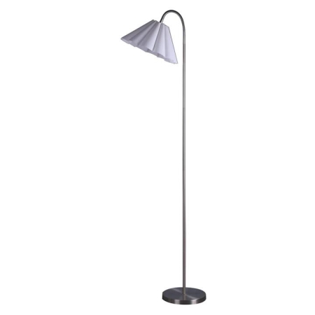 Loca Vintage Metal Base Fabric Shade Standing Floor Light Lamp White/Satin Nickel