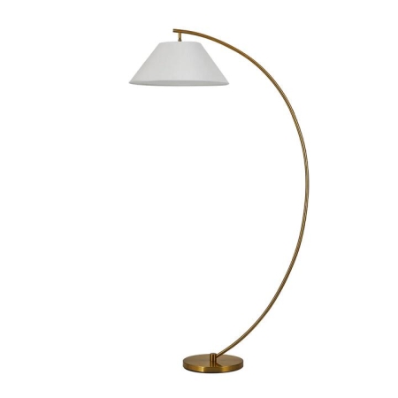 Leight Arched Modern Fabric Shade Standing Floor Light Lamp Brass