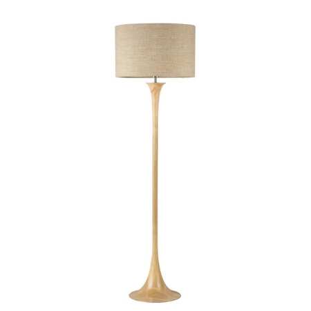 Jones Fabric Shade Classic Wood Grain Finish Standing Floor Light Lamp Oak